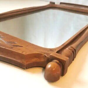 1970s Syroco Canada Mirror 26" Floral Basket Faux Wood Kitchener